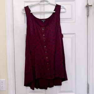 NWOT Never been worn Torrid Size 0 Burgundy and black polka dot tank top